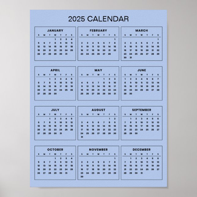 Enkel ännu Elegant 2025-kalender | Poster (Framsidan)