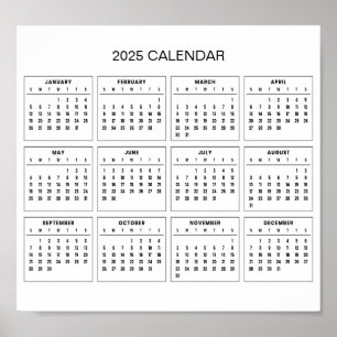 Enkel ännu Elegant 2025-kalender   Poster