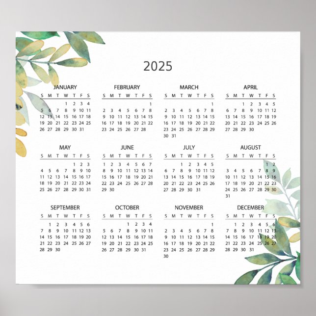 Enkel ännu Elegant 2025-kalender | Poster (Framsidan)