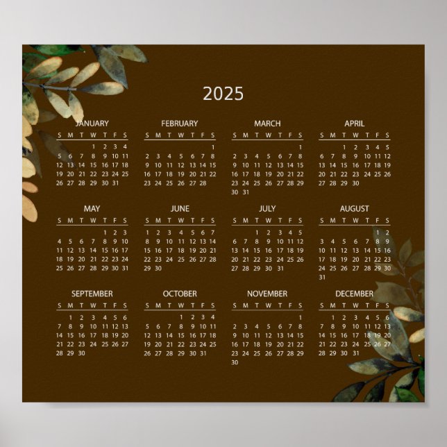 Enkel ännu Elegant 2025-kalender | Poster (Framsidan)