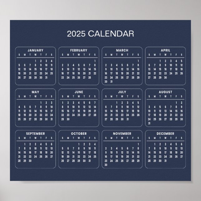Enkel ännu Elegant 2025-kalender | Poster (Framsidan)