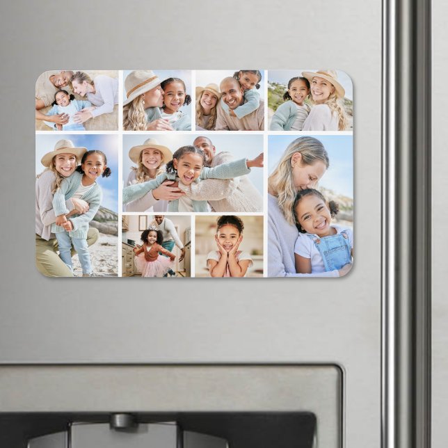 Enkel anpassad familjefotocollage magnet (Simple Custom Family Photo Collage Magnet)