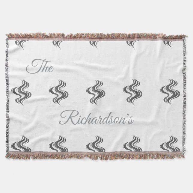 Enkel anpassad familjenamn svart & vitt filt (Framsidan)