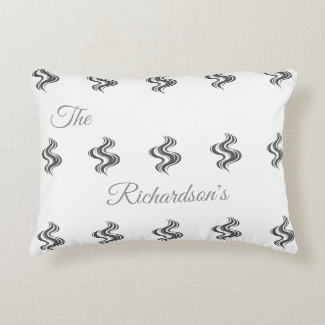 Enkel anpassad familjenamn svart & vitt prydnadskudde (Framsidan)