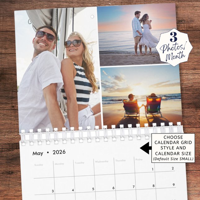 Enkel anpassad fotokollage 3 per månad kalender (Skapare uppladdad)