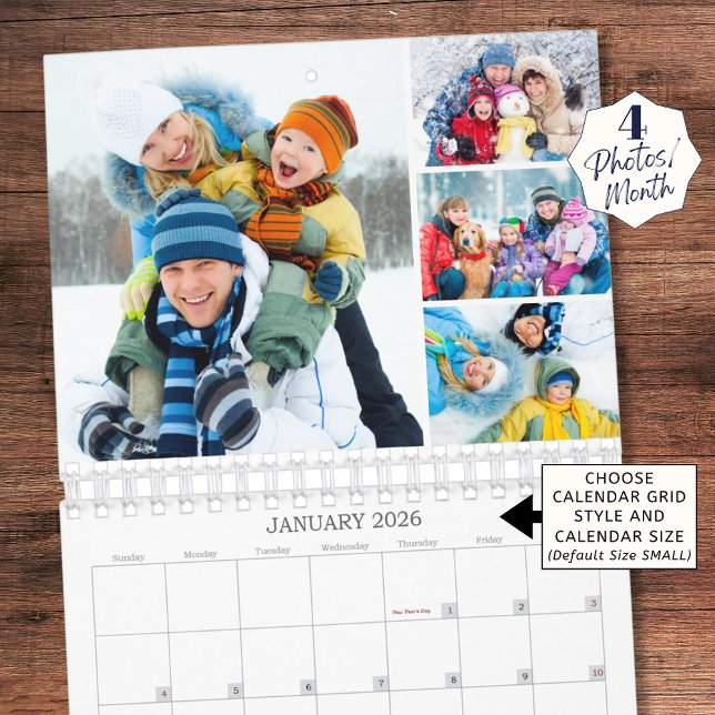 Enkel anpassad fotokollage 4 per månad kalender (Skapare uppladdad)