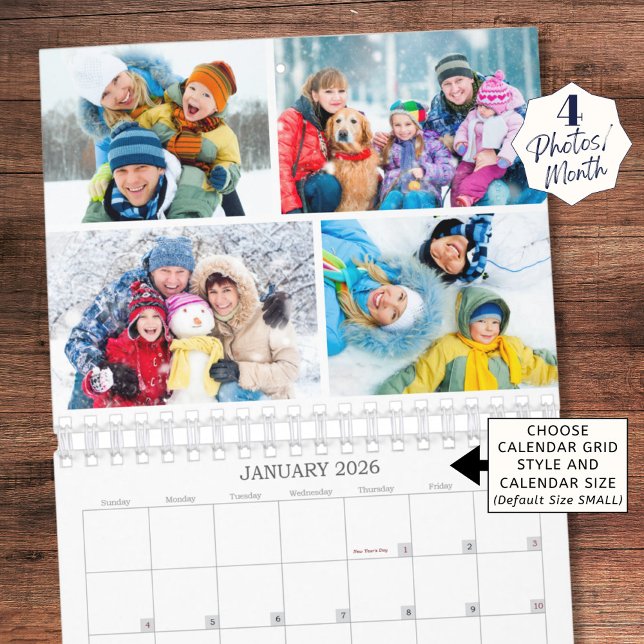 Enkel anpassad fotokollage 4 per månad kalender (Skapare uppladdad)