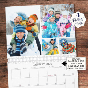 Enkel anpassad fotokollagekalender med 4 bilder pe kalender