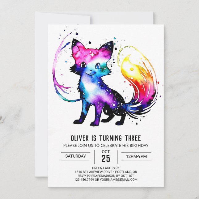 Enkel, anpassad fox Digital Boy Birthday Inbjudningar (Framsida)