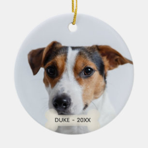 Enkel anpassad Jack Russell hund foto Julgransprydnad Keramik