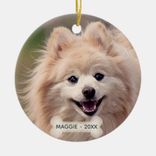 Enkel anpassad pomerian hund foto julgransprydnad keramik