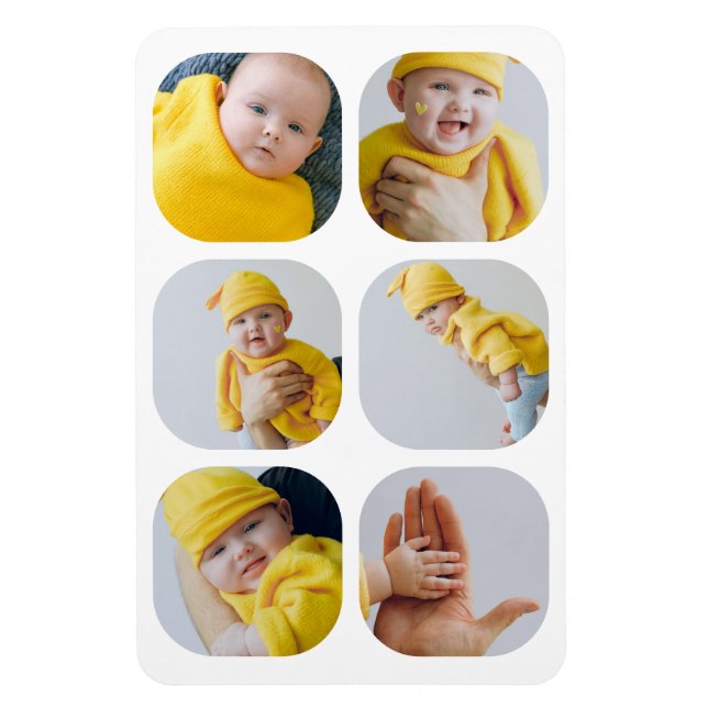 Enkel anpassning av ditt eget unika 6-foto magnet (Vertikal)