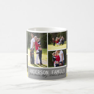 Enkel Anpassningsbar 7 Photo Family Collage Modern Kaffemugg