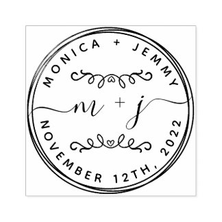 Enkel Anpassningsbar Classic Bröllop Namn Stämpel