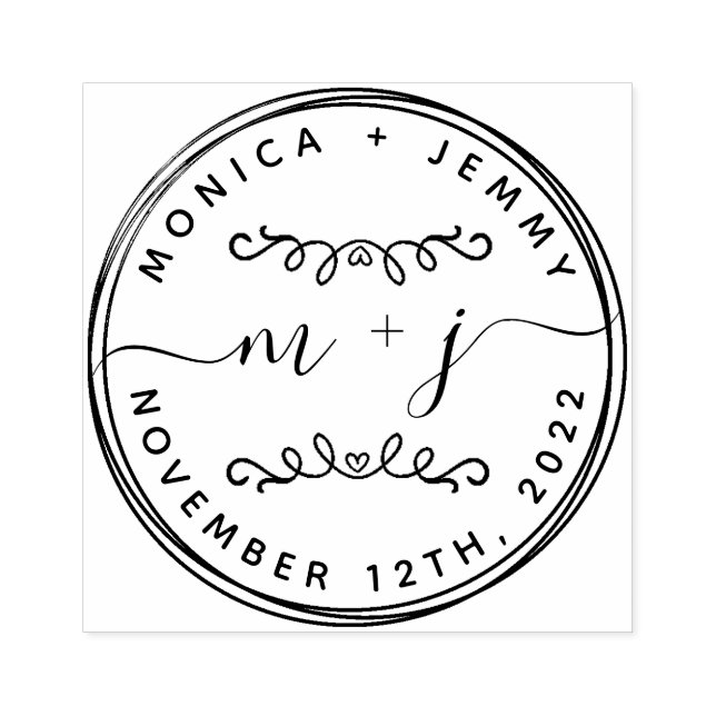 Enkel Anpassningsbar Classic Bröllop Namn Stämpel (Tryck)