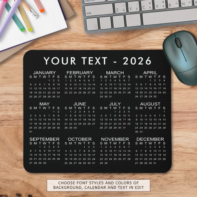 Enkel Anpassningsbar för 2026-kalender i Färg Musmatta (Skapare uppladdad)