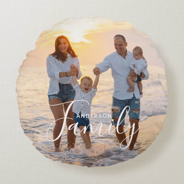 Enkel Anpassningsbar för modern fotomall i Namn Rund Kudde (Framsidan)