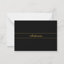 Enkel anpassningsbar guld- och svart textdesign  anteckningskort