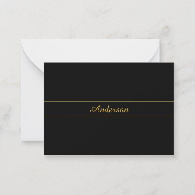Enkel anpassningsbar guld- och svart textdesign  anteckningskort (Framsida)