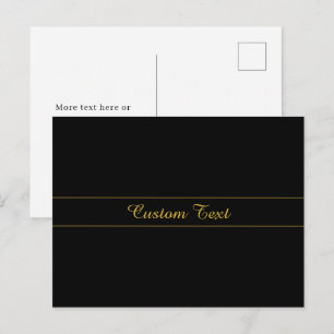 Enkel anpassningsbar guld- och svart textdesign vykort