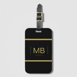 Enkel Anpassningsbar i Elegant Monogram Black Guld Bagagebricka