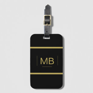 Enkel Anpassningsbar i Elegant Monogram Black Guld Bagagebricka