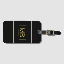 Enkel Anpassningsbar i Elegant Monogram Black Guld Bagagebricka