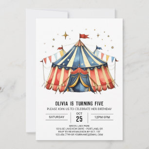 Enkel Anpassningsbar Kids cirkus Birthday Inbjudningar