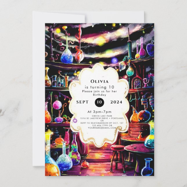 Enkel Anpassningsbar Kids Scientist Birthday Inbjudningar (Framsida)