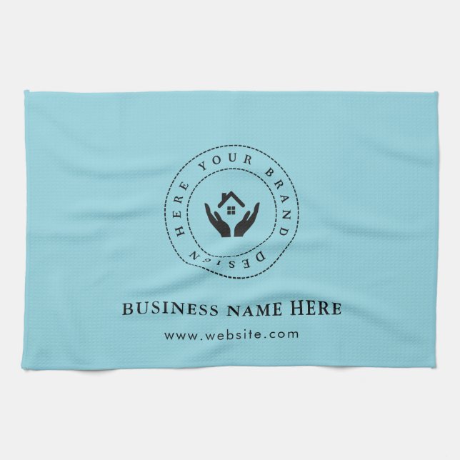 Enkel Anpassningsbar - Logotyp och promenertext Kökshandduk (Horisontell)
