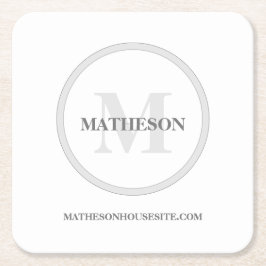 Enkel Anpassningsbar Monogram Hotel Bed-frukost Underlägg Papper Kvadrat