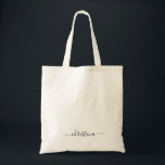 Enkel anpassningsbar Namn Tygkasse<br><div class="desc">Neutralt Anpassningsbar  Skript Namn Tote Bag. Enkel och modern.</div>