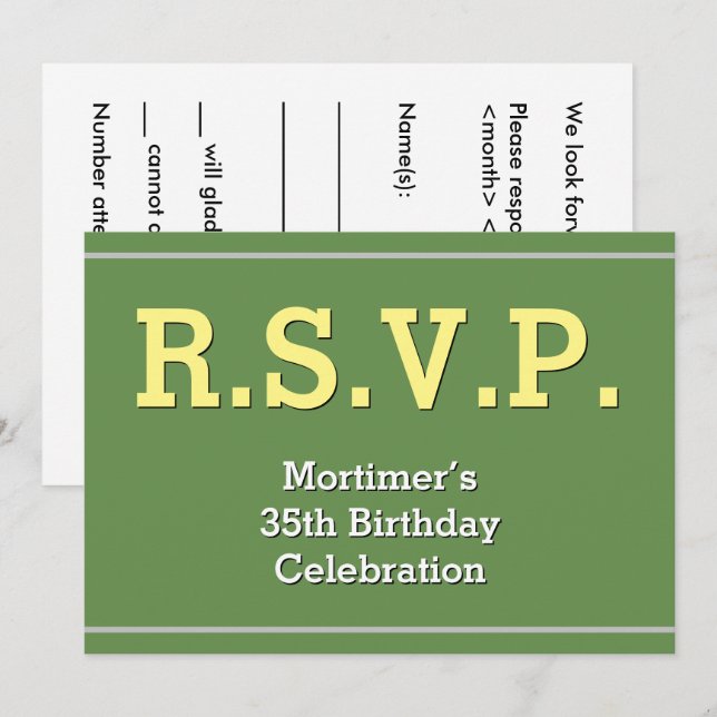 Enkel & anspråkslös "R.S.V.P."-kort Inbjudningar (Fram/baksida)