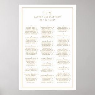 Enkel Antik Guld Monogram Bröllopsplatskarta Poster