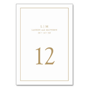 Enkel Antik Guld Monogram Elegant Bröllop Bordsnummer