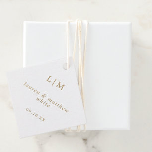 Enkel Antik Guld Monogram Elegant Bröllop Gåvor Etiketter