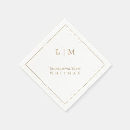 Enkel Antik Guld Monogram Elegant Bröllop Pappersservett