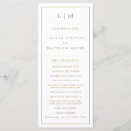 Enkel Antik Guld Monogram Elegant Bröllop Program