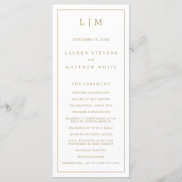Enkel Antik Guld Monogram Elegant Bröllop Program