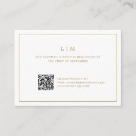 Enkel antique Guld Monogram QR-kod Bröllop OSA Anteckningskort