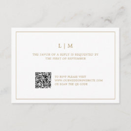 Enkel antique Guld Monogram QR-kod Bröllop OSA Kort