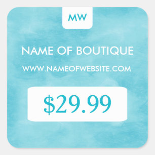 Enkel Aqua Chic Boutique Monogram Prisa Märkre Fyrkantigt Klistermärke