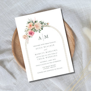 Enkel Arch Blommigt Garden Wedding Inbjudningar