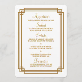 Enkel Art Deco White Bröllop Menu Meny