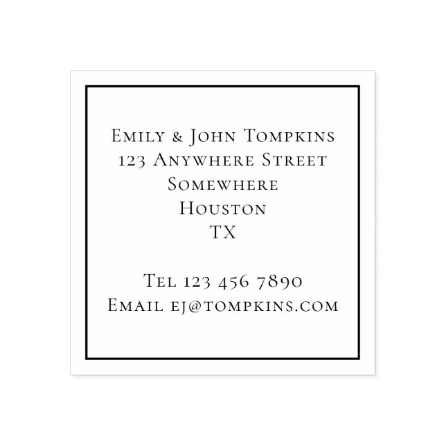 Enkel återvändo Namn och Adress Square Stämpel (Tryck)