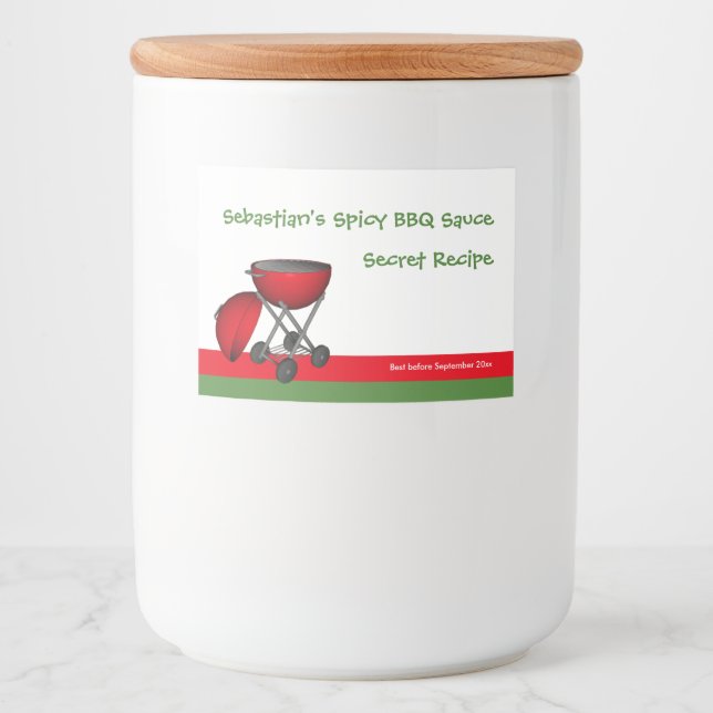 Enkel att anpassa BBQ Sauce-design Mat Etiketter (Framsida)