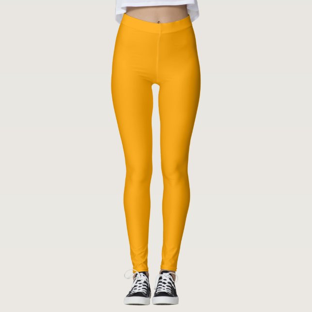 Enkel attraktiv Solid Light-Orange Färg Leggings (Framsida)