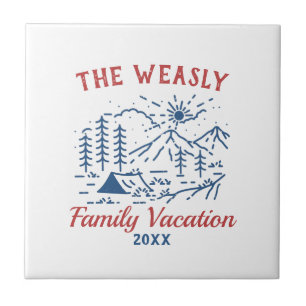 Enkel Äventyr Camping Family Road Resa Throw P Kakelplatta