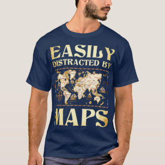 Enkel avgränsad av Kartor kartografiets geografisk T Shirt