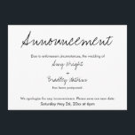 Enkel, Avslappnad uppskjuten avisering av Bröllop Inbjudningar<br><div class="desc">Här är ett enkelt kort för att meddela dina gäster om det blir nödvändigt att ändra ditt bröllop-datum. Använda mallens fält för att lägga till dina personuppgifter och göra den här unika, moderna designen till din egen. Den vita bakgrunden kan ändras till valfri färg. Alla typsnitt och färger kan också...</div>